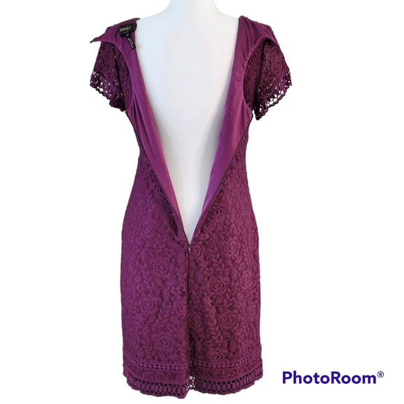 Brand New Laundry By Shelli Segal - Burgundy Lace Dress Sz 10 - Picture 6 of 15